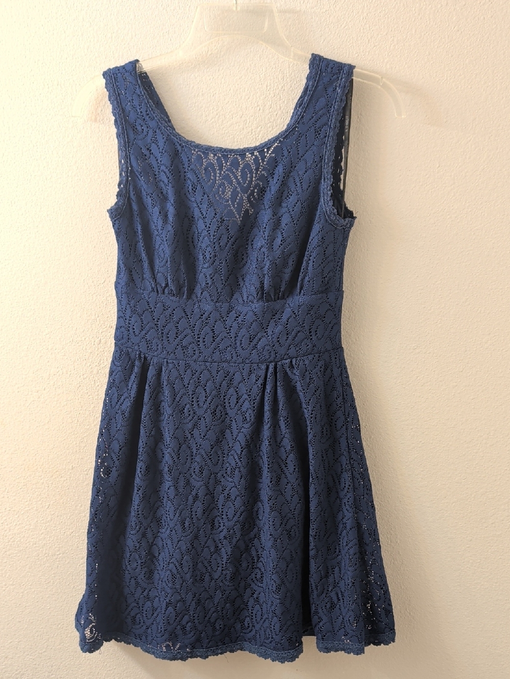 B Darlin Navy Blue Lace Fit-and-Flare Mini Dress